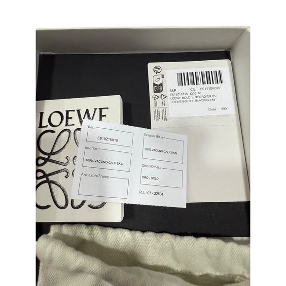 LOEWE Letter Logo Buckle Black Leather Skinny Belt 85 main image 8